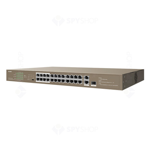 Switch cu 24 porturi Tenda TEF1126P-24-250W, 8.8 Gbps, 6.55 Mpps, 16000 MAC, PoE, fara management