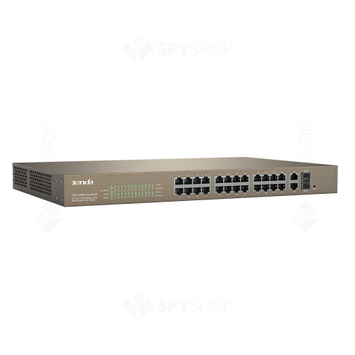 Switch cu 24 porturi Tenda TEF1226P-24-440W, 8.8 Gbps, 6.5 Mpps, 4000 MAC, PoE, cu management