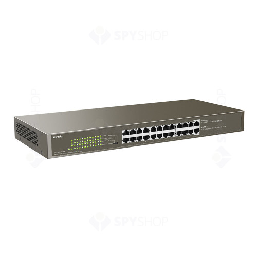 Switch cu 24 porturi Tenda TEG1124P-24-250W, 48 Gbps, 35.7 Mpps, 8000 MAC, PoE, fara management