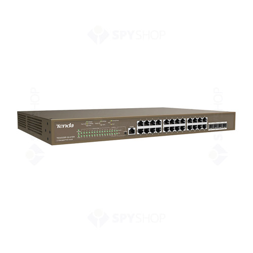 Switch cu 24 porturi Tenda TEG5328P-24-410W, 56 Gbps, 41.7 Mpps, 16000 MAC, PoE, cu management