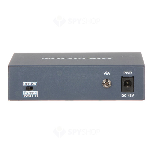 Switch cu 4 port-uri PoE Hikvision DS-3E0105P-E/M(B), 1000 MAC, 1 Gbps, fara management