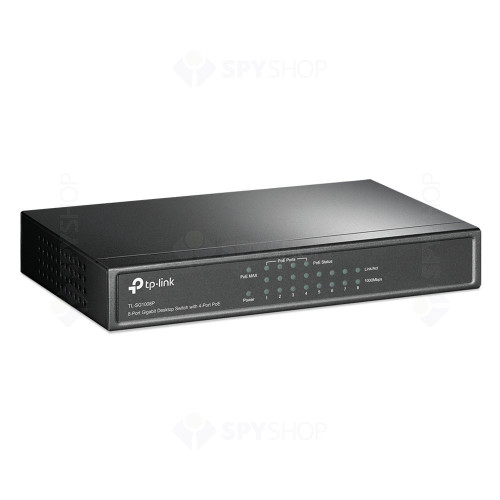 Switch cu 4 porturi PoE TP-Link TL-SG1008P, 4000 MAC, 1000 Mbps