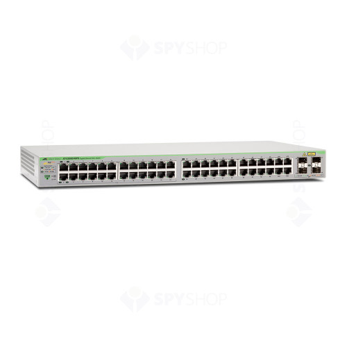 Switch cu 48 porturi Allied Telesis AT-GS950/48PS-50, 96 Gbps, 71.42 Mpps, 8.000 MAC, 4 porturi SFP, PoE, cu management