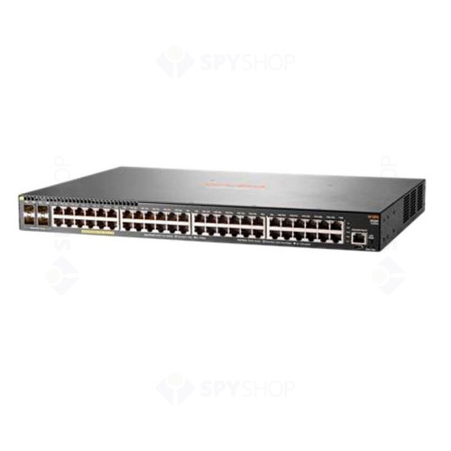 Switch cu 48 porturi Aruba JL256A, 176 Gbps, 112 Mpps, 4 porturi SFP+, 1U, PoE+, cu management