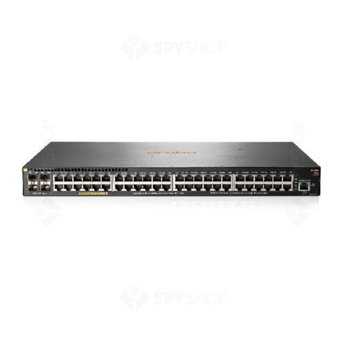 Switch cu 48 porturi Aruba JL357A, 176 Gbps, 16.000 MAC, 4 porturi SFP+, 1U, PoE, cu management
