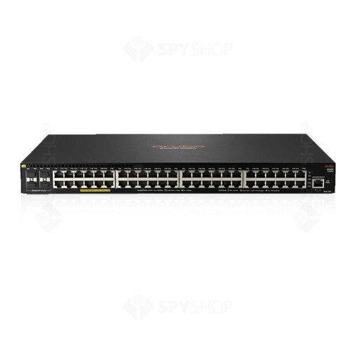 Switch cu 48 porturi Aruba JL558A, 176 Gbps, 112 Mpps, 4 porturi SFP+, PoE+, cu management