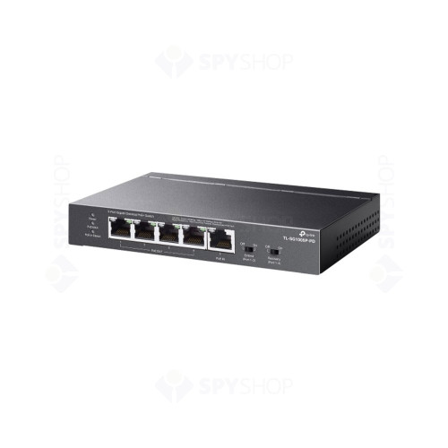 Switch cu 5 porturi Gigabit TP-Link TL-SG1005P-PD, 10 Gbps, 7.44 Mpps, 250 m, plug&play, PoE+