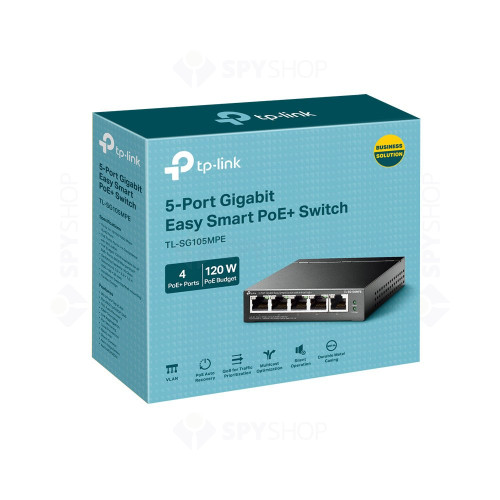 Switch cu 5 porturi Gigabite TP-link TL-SG105MPE, 10 Gbps, 7.44 Mpps, PoE,  fara administrare