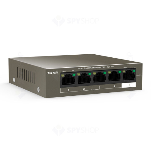 Switch cu 5 porturi Tenda TEG1105P-4-63W, 10 Gbps, 7.44 Mpps, 2000 MAC, PoE, fara management