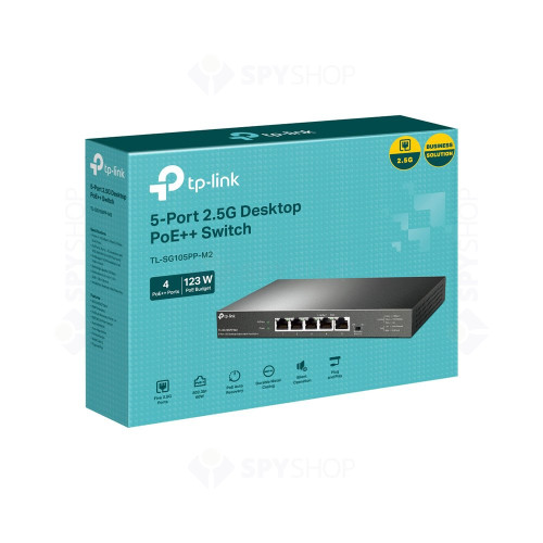 Switch cu 5 porturi TP-Link TL-SG105PP-M2, 25 Gbps, 18.6 Mpps, PoE, fara management 