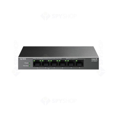 Switch cu 6 porturi TP-Link LS106LP, 1.2 Gbps, 0.8928 Mpps, 250 m, plug&play, PoE