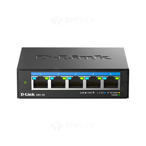 Switch cu 8 porturi Gigabit D-link DMS-105, 25 Gbps, 18.6 Mpps, fara management 