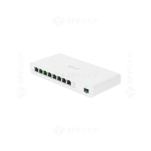 Switch cu 8 porturi Gigabit Ubiquiti UISP-S, 18 Gbps, 13.392 Mpps, 1 port SFP, PoE, cu management