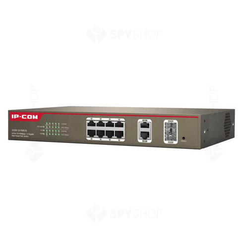 Switch cu 8 porturi IP-COM S3300-10-PWR-M, 5.6 Gbps, 2 SFP, fara management