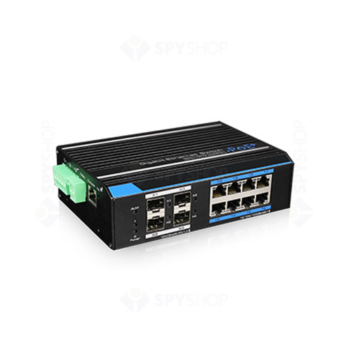 Switch cu 8 porturi PoE Ring Gigabit UTP7308GE-POE industrial, 150W, 24Gbps, cu management