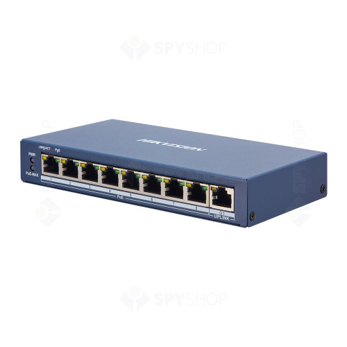 Switch cu 9 porturi Hikvision DS-3E1309P-EI, 3.6 Gbps, 2.6784 Mpps, 16.000 MAC, PoE, cu management