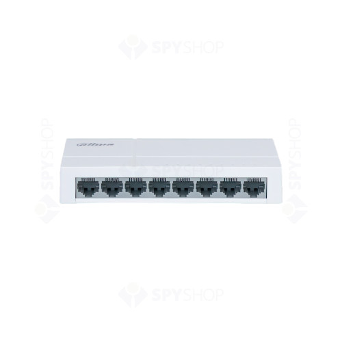 Switch Ethernet cu 8 porturi Dahua PFS3008-8ET-L, 100 Mbps, 2K MAC, Fara management