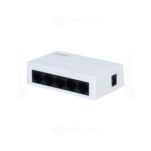 Switch Gigabit Ethernet cu 5 Porturi Dahua PFS3005-5GT-L-V2, 1000 Mbps, 2K MAC, Fara management 