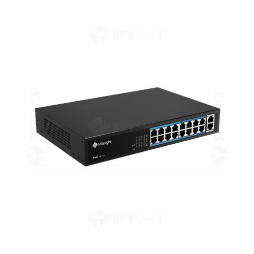 Switch cu 16 porturi PoE Milesight MS-S0216-GL, 14.8 Gbps, MAC d16.000, plug and play, SFP