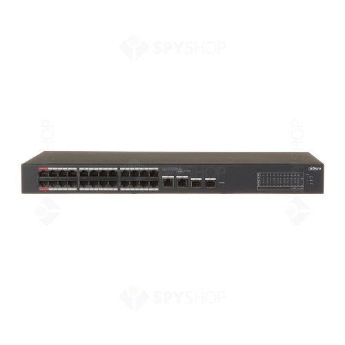 Switch rackabil cu 26 porturi Dahua CS4226-24ET-375 ,24 porturi PoE 10/100 Mbps, 2 porturi SFP Gigabit, cu cloud management 