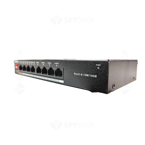 Switch cu 8 porturi Acvil PFS-8POE, 1 port uplink, 1.8 Gbps, 1.34 Mbps, 2000 MAC, fara management