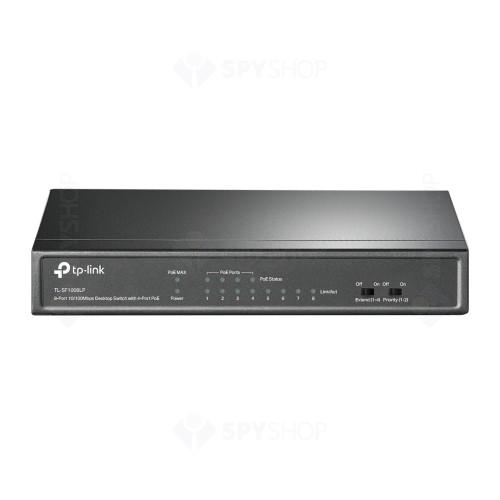 Switch cu 8 porturi TP-Link TL-SF1008LP, 2000 MAC, 4 porturi PoE, 250 m, 1.6 Gbps, fara management