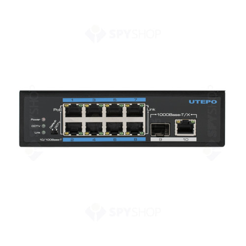 Switch ethernet industrial PoE UTP7108E-POE, 8 porturi, 5.6Gbps, < 5 W