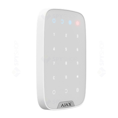 Tastatura cu touch wireless AJAX Keypad WH, 15 taste, silent alarm, 1700 m