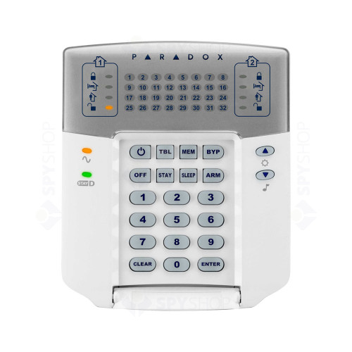 Kit alarma antiefractie Paradox Spectra SP7000+K32+SL-900B, 2 partitii, 16-32 zone, 32 utilizatori, cutie cu traf