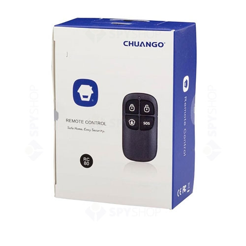 Set 2 telecomenzi wireless cu 4 butoane Chuango RC-80, 315/433 MHz, 80 m, plastic ABS