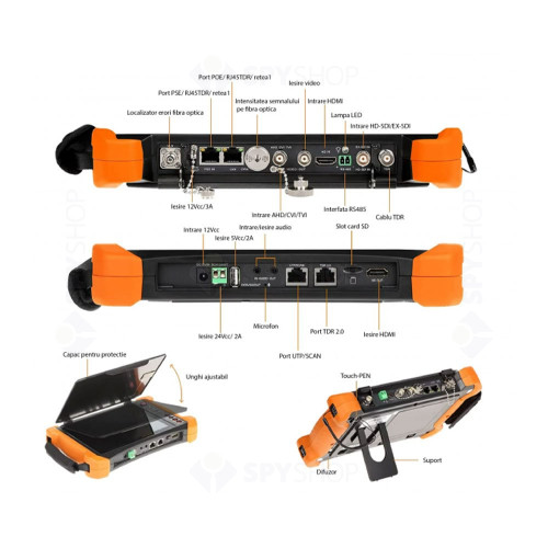 Tester CCTV profesional TDRT9-MOVTADHS+, ecran 8 inch , 3 MP, OPM, VFL, TDR