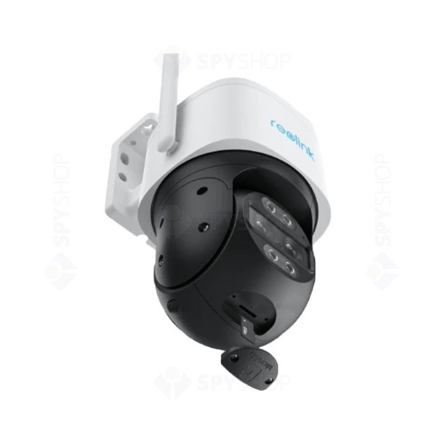 Camera supraveghere IP WiFi Speed Dome PTZ Reolink TrackMix, 4K, 2.8 + 8 mm, lumina alba / IR 15 m, dual band, slot card, microfon si difuzor, Auto Tracking