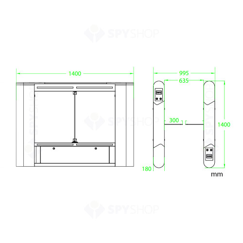 Turnichet automat bidirectional ZKTeco TS-SBTL6000, interior/exterior