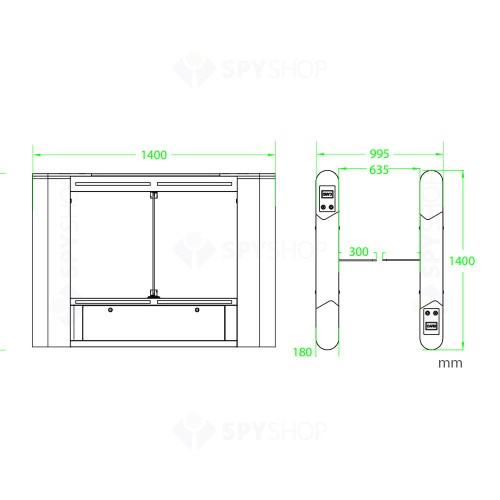 Turnichet automat bidirectional ZKTeco TS-SBTL6011, RFID, interior/exterior