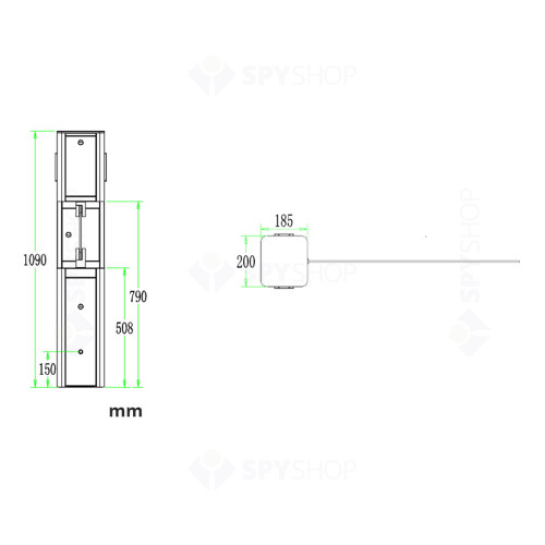 Turnichet mecanic automat bidirectional cu usa din sticla ZKTeco TS-SBT1011S-ST, RFID, 10 persoane/minut