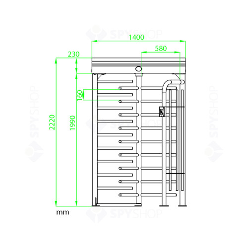 Turnichet verical semi automat ZKTeco FHT-FHT2300-316, interior/exterior
