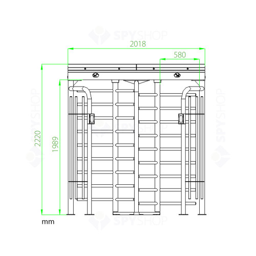 Turnichet vertical dual semi automat ZKTeco FHT-FHT2300D-316, interior/exterior