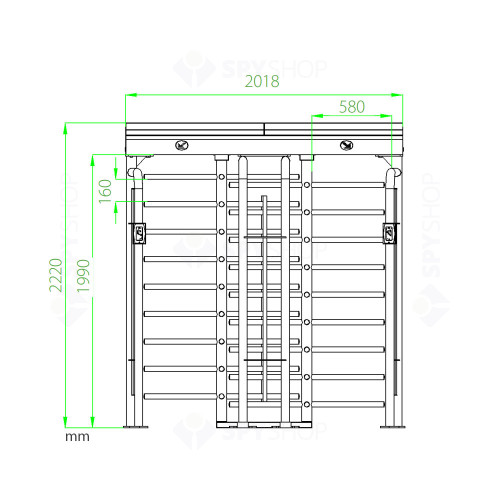 Turnichet vertical dual semi-automat ZKTeco FHT-FHT2400D, interior/exterior