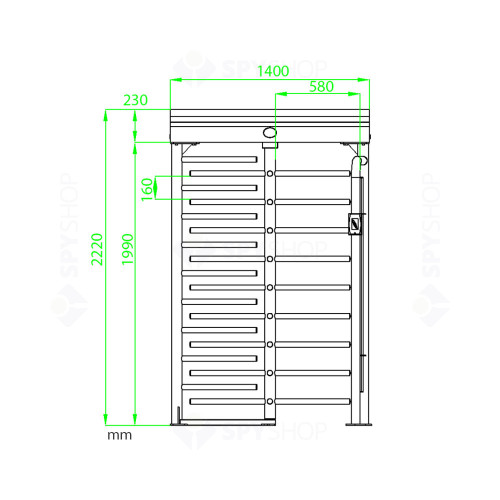 Turnichet vertical semi automat ZKTeco FHT-FHT2411, RFID, 30 persoane/minut, interior/exterior