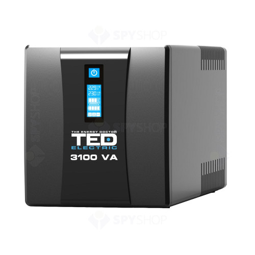 UPS cu 3 prize TED TED001627, 3100 VA  / 1800 W, LCD, management prin USB / RS-232