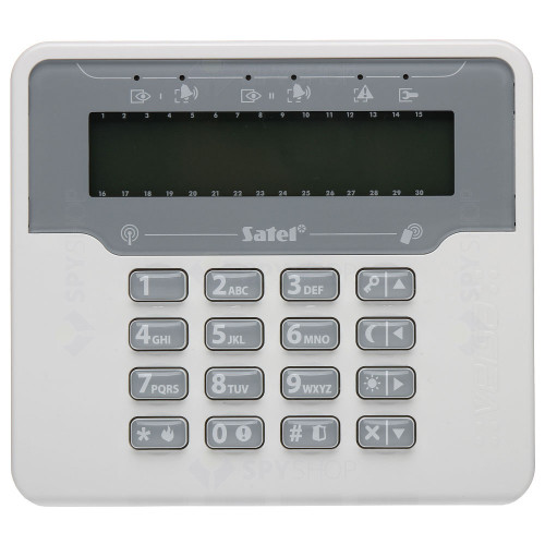 Tastatura LCD wireless cu cititor de proximitate Satel VERSA-LCDM-WRL, RF 500 m, 3 butoane functionale, taste dedicate, buzzer