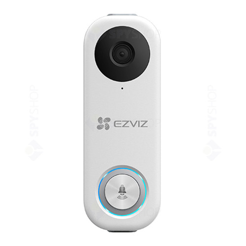 Videointerfon de exterior WiFi EZVIZ CS-DB1C-A1-1E2W2FR, 2 MP, 2.1 mm, Night Vision, 1 familie, slot card, aparent