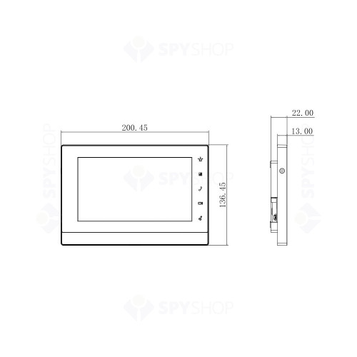 Videointerfon de interior IP Dahua VTH5222CH-S1, 7 inch, aparent, touch screen, slot card