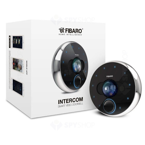 Videointerfon smart de exterior Wi-Fi Fibaro FGIC-002 V2.0, ingropat, 2 MP, aplicatie/cod PIN/Bluetooth, PoE, slot card, senzor proximitate