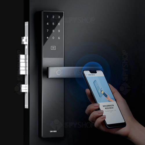 Yala smart control acces hotelier Orvibo C1, Amprenta, RFID, Cod Pin, Control de pe telefon