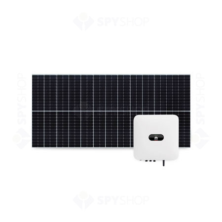 Sistem fotovoltaic 5 kW, invertor monofazat Hibrid WiFi si 11 panouri ...
