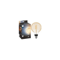 Bec dimabil LED inteligent vintage Philips Hue Filament Glob, Bluetooth, Zigbee, G125, E27, 7W, 550 lm, lumina alba 2200-4500K
