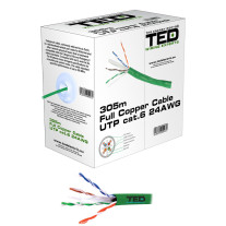 Cablu UTP Cat.6 cupru TED 002501, 4x2x0.51xAWG24, izolat, rola 305 m