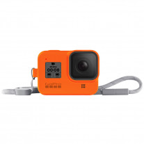 Husa din silicon portocalie cu snur pentru GoPro Hero8 Black
