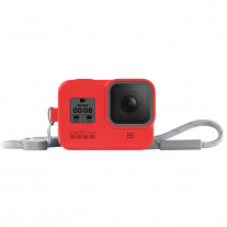Husa din silicon rosie cu snur pentru GoPro Hero8 Black